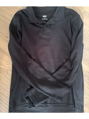 Black Waffle Knit long Sleeve Shirt
